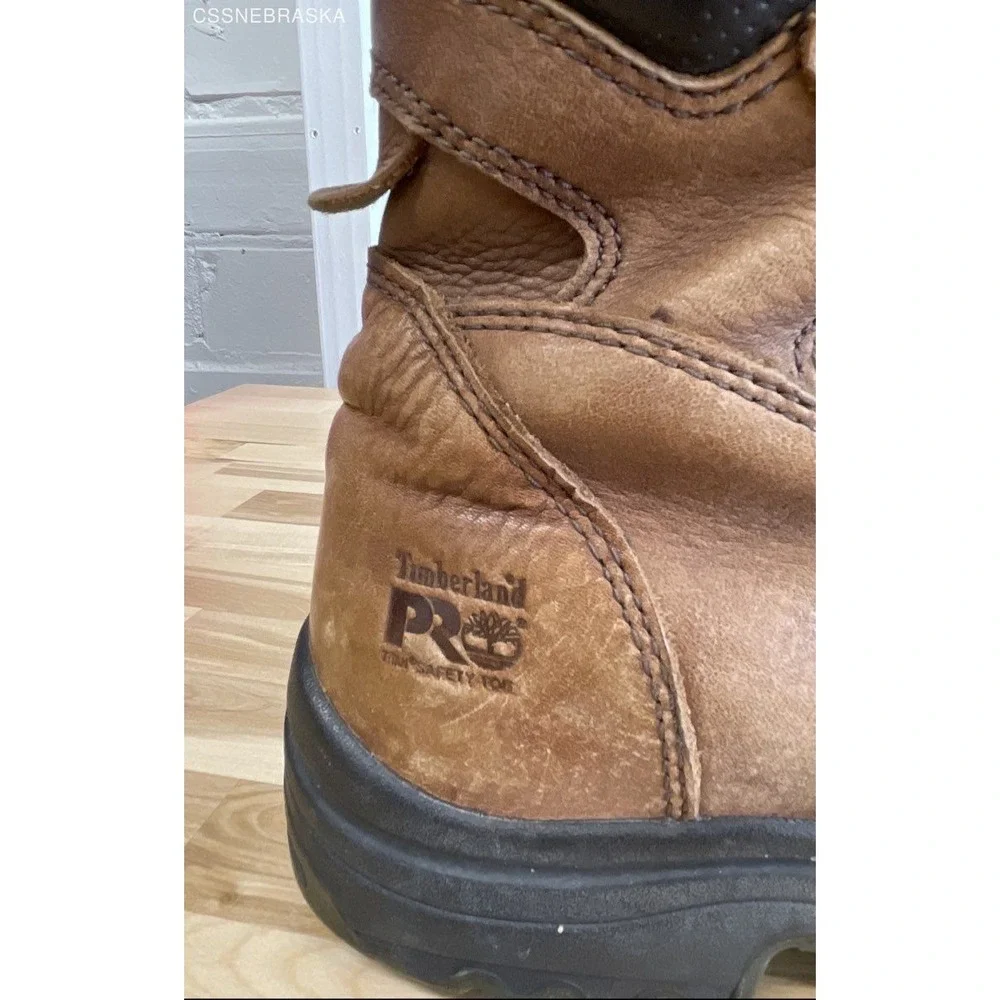 Timberland PRO 47019 Brown Men's Brown Leather Safety Toe Boot‎ - Size 9.5